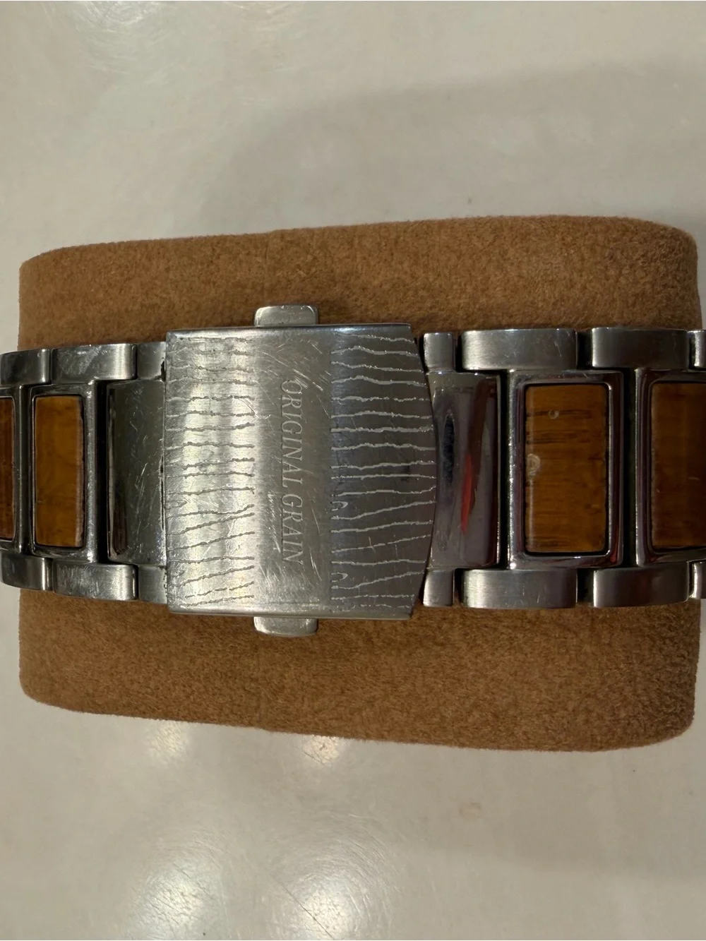 Men's Wooden Dial Stainless Steel Watch - Brown